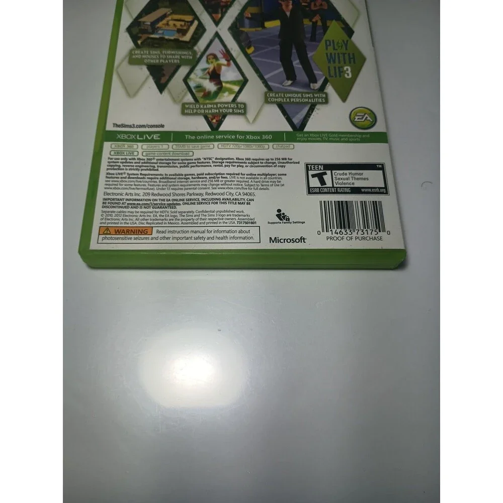 The Sims 3 Platinum Hits Microsoft Xbox 360 Pristine Complete Video Game CIB